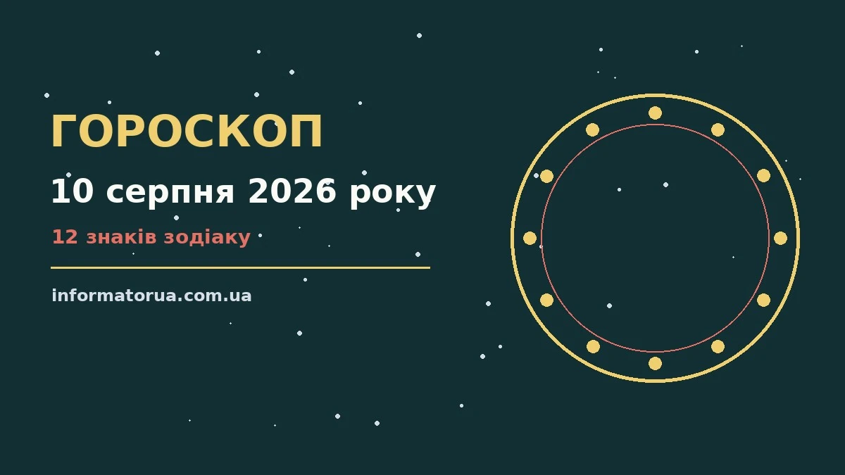 Щоденний гороскоп на 10 серпня 2026 року — настрій, шанси та поради для дванадцяти знаків Зодіаку